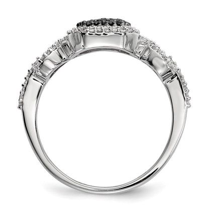 Sterlingsilber Schwarz und Weiß Diamant Ring (size 6 Nur)