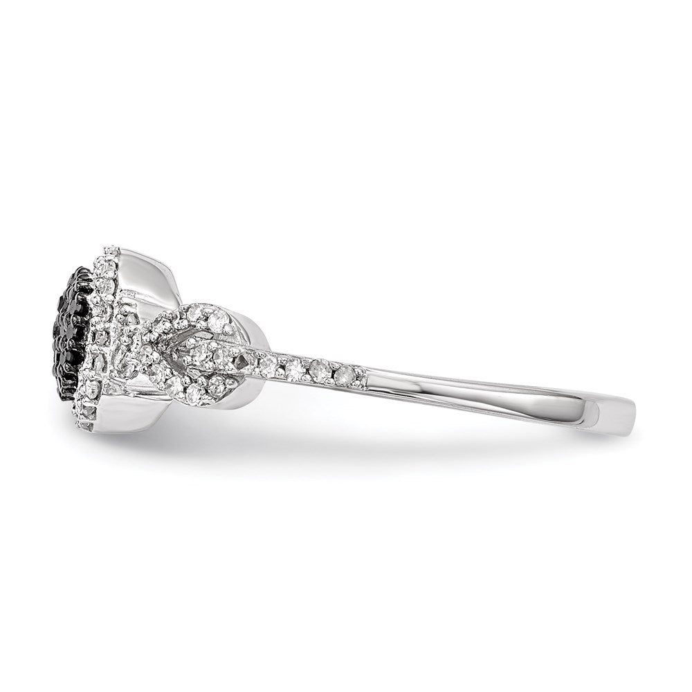 Sterlingsilber Schwarz und Weiß Diamant Ring (size 6 Nur)