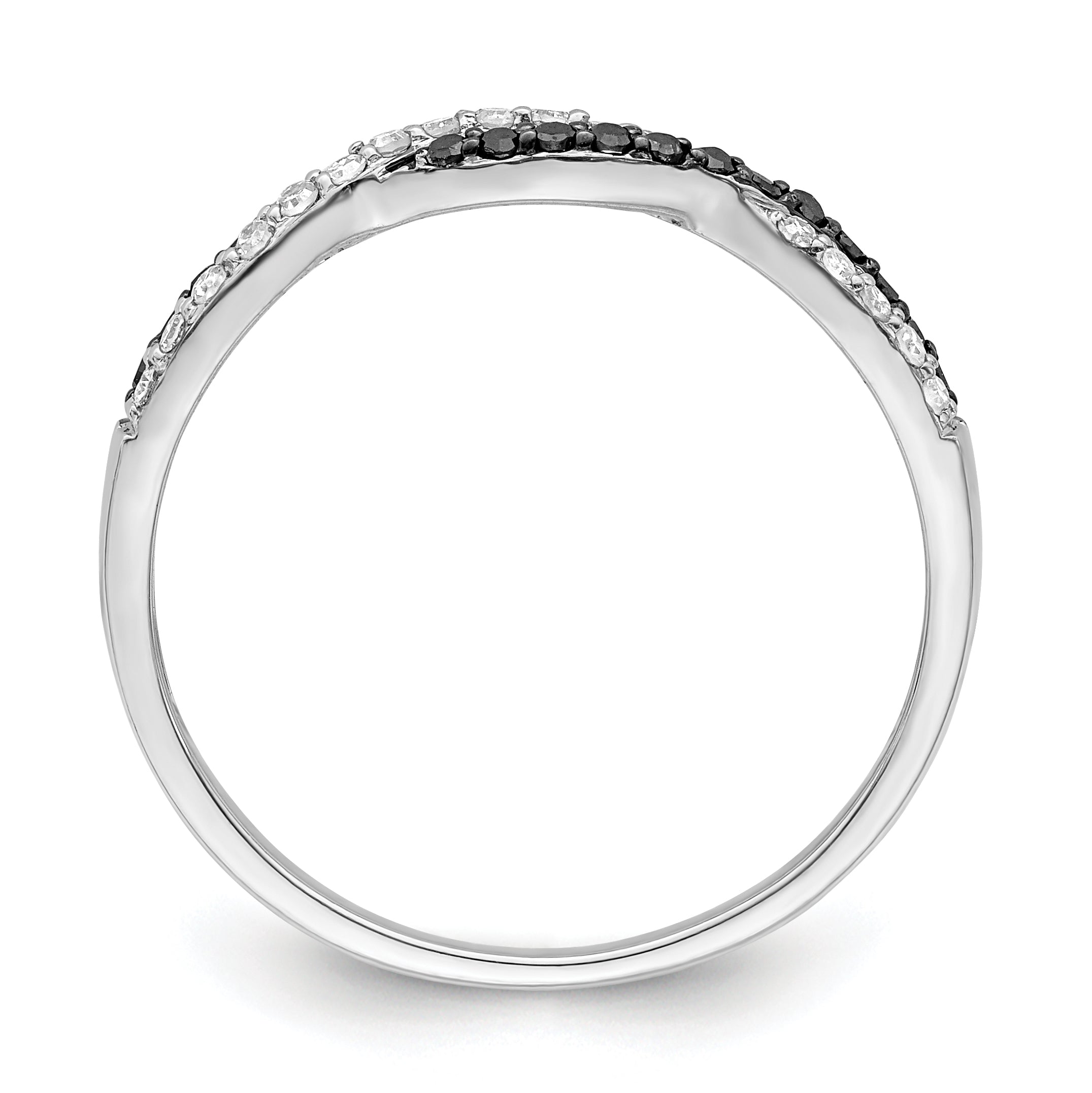 Sterlingsilber Weiß Nacht Rhodiniert Schwarz und Kreuz Diamant Ring