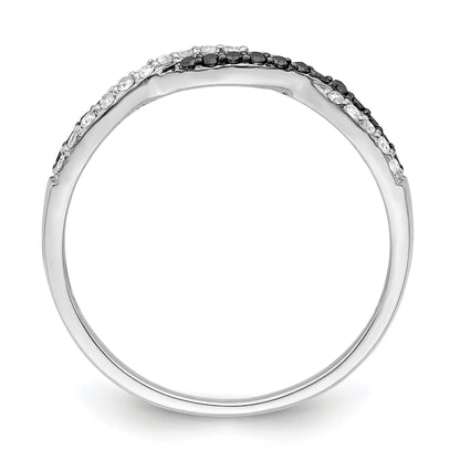 Sterlingsilber Weiß Nacht Rhodiniert Schwarz und Kreuz Diamant Ring