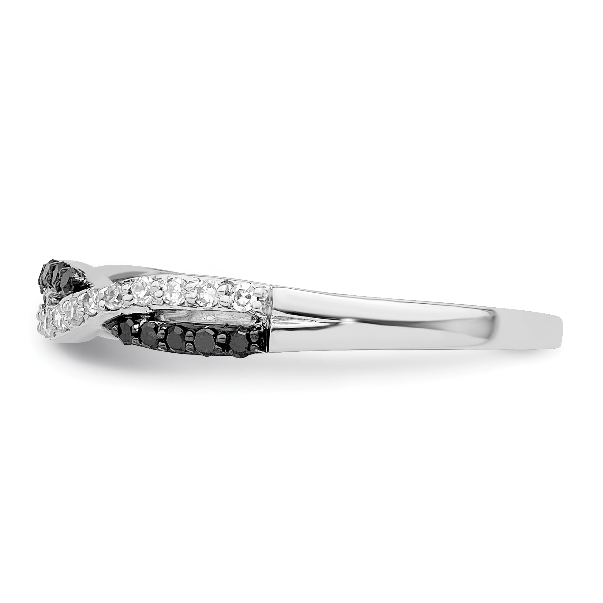 Sterlingsilber Weiß Nacht Rhodiniert Schwarz und Kreuz Diamant Ring