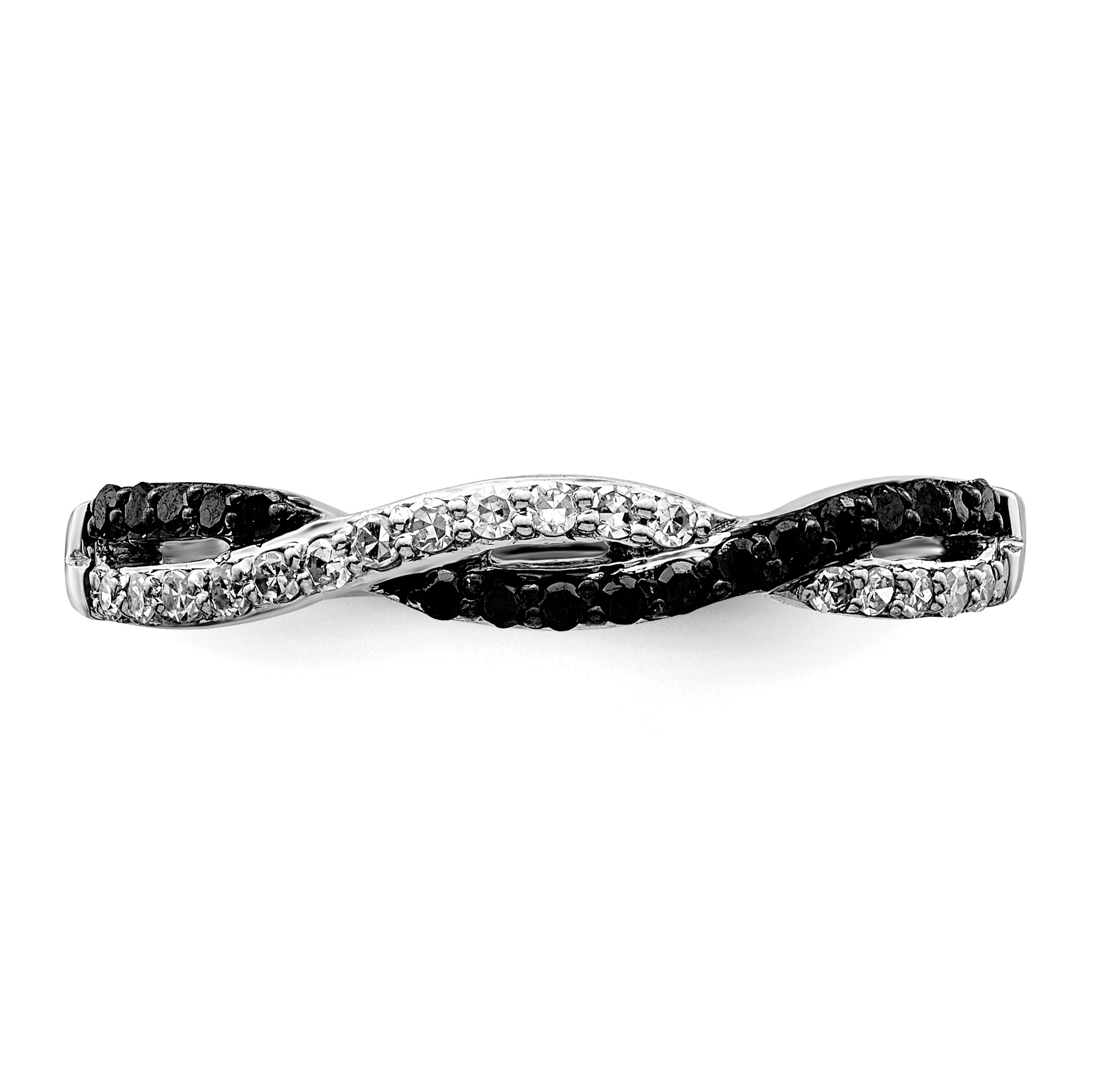 Sterlingsilber Weiß Nacht Rhodiniert Schwarz und Kreuz Diamant Ring