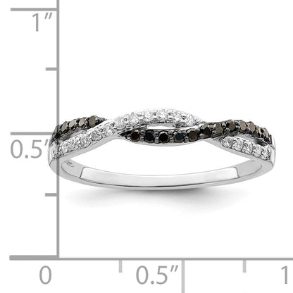 Sterlingsilber Weiß Nacht Rhodiniert Schwarz und Kreuz Diamant Ring