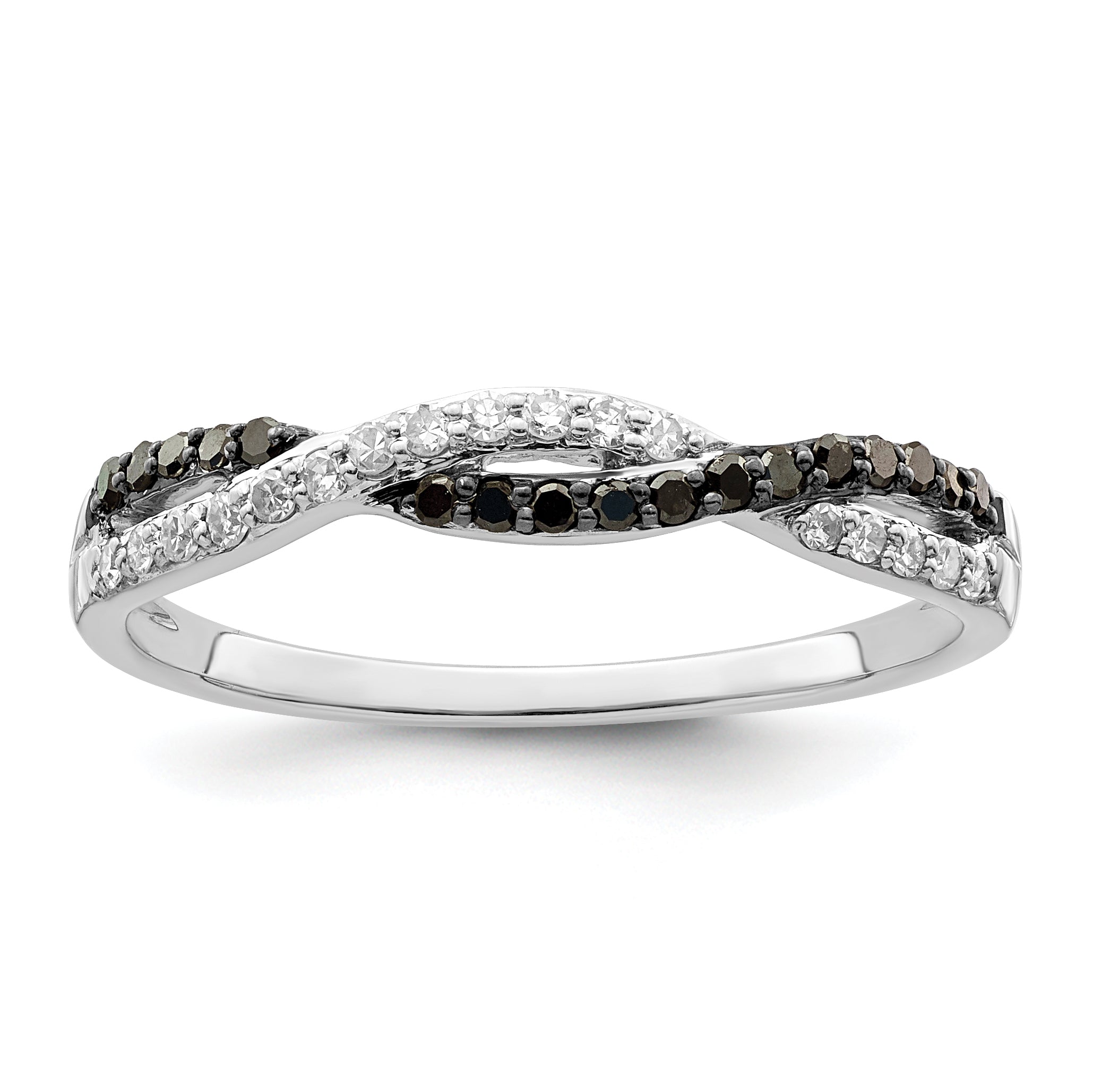 Sterlingsilber Weiß Nacht Rhodiniert Schwarz und Kreuz Diamant Ring