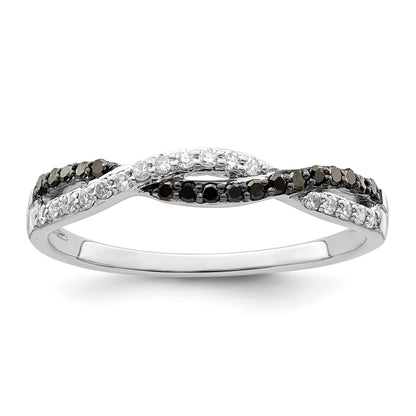 Sterlingsilber Weiß Nacht Rhodiniert Schwarz und Kreuz Diamant Ring