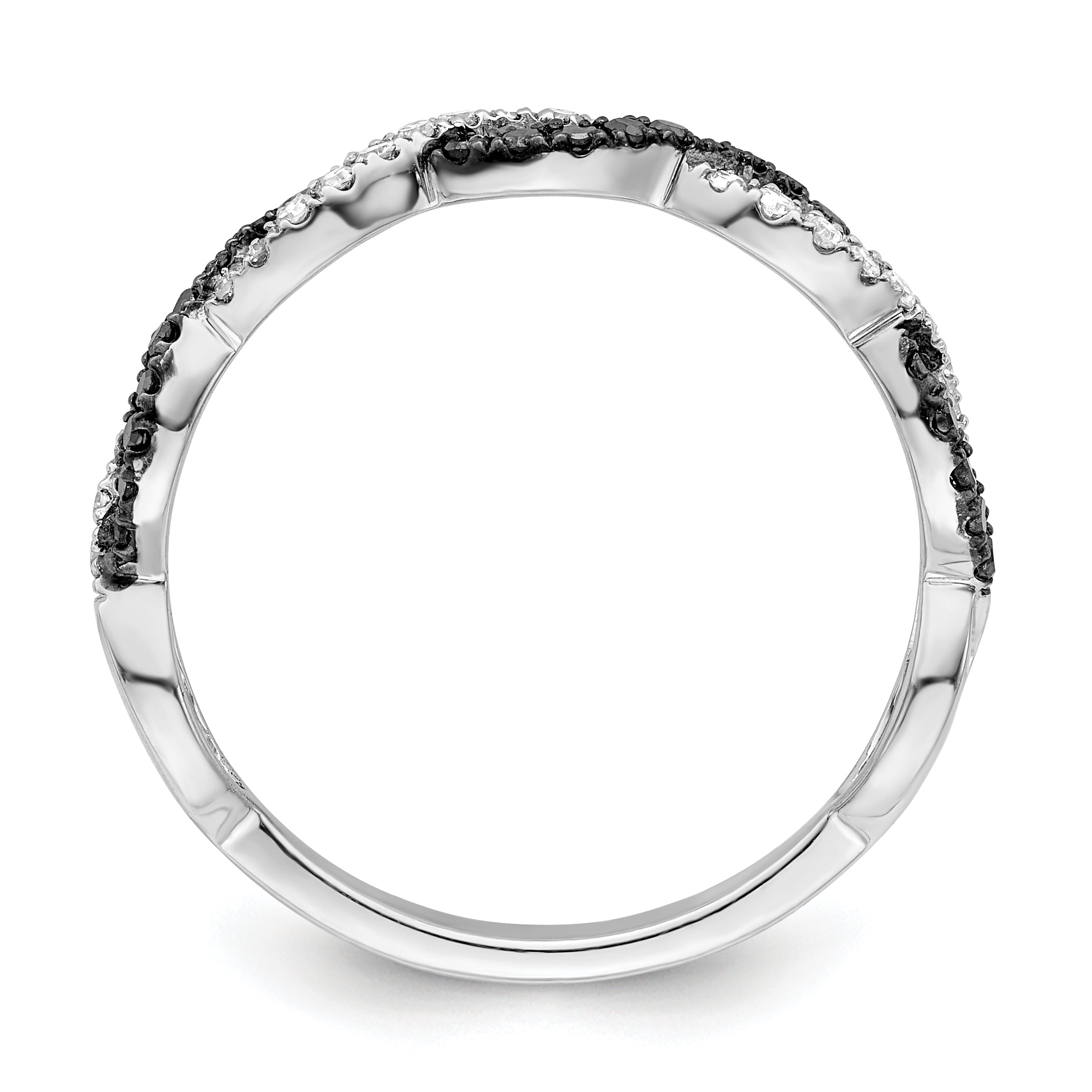 Sterlingsilber Weiß Nacht Rhodiniert Schwarz und Kreuz Diamant Ring