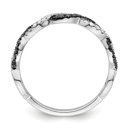 Sterlingsilber Weiß Nacht Rhodiniert Schwarz und Kreuz Diamant Ring