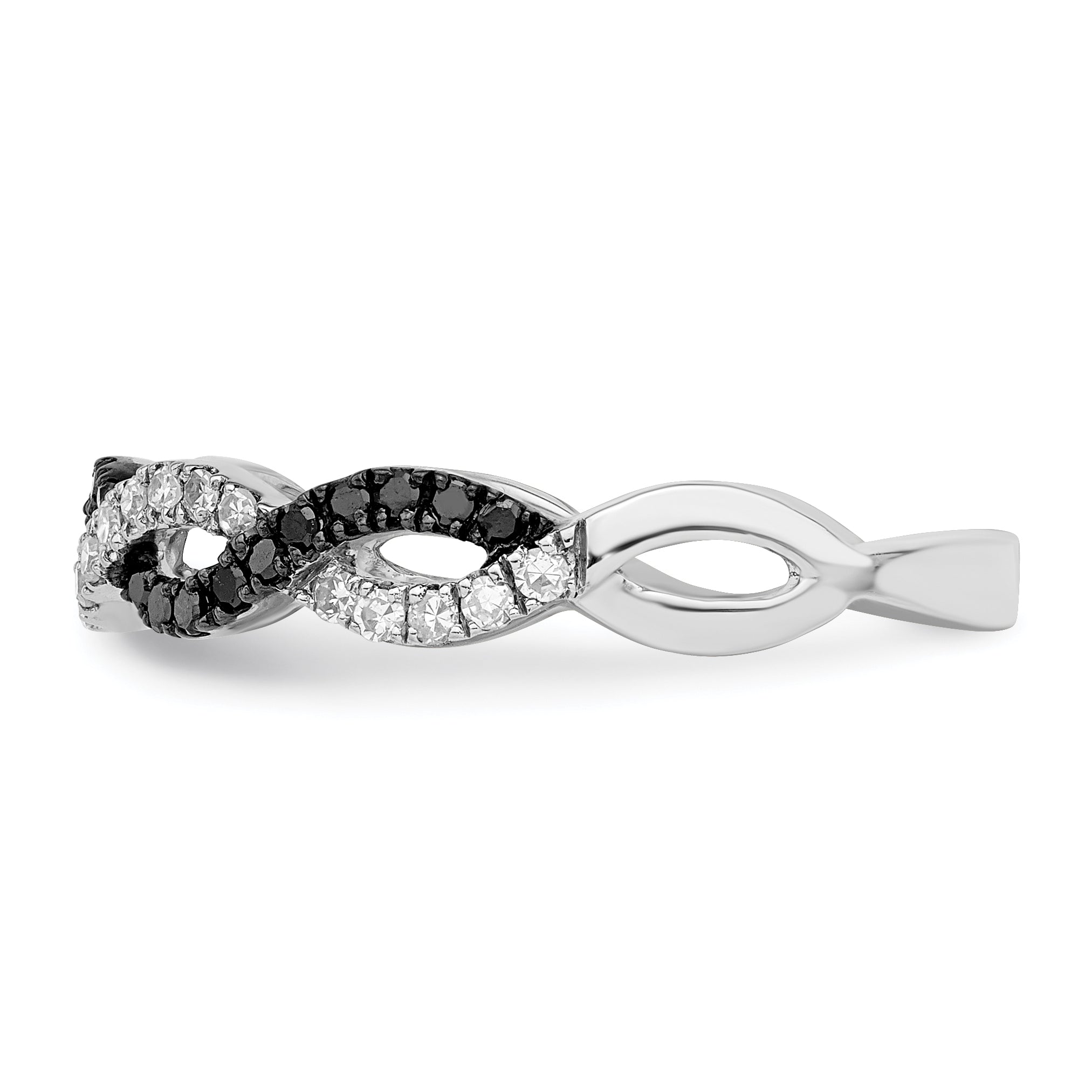 Sterlingsilber Weiß Nacht Rhodiniert Schwarz und Kreuz Diamant Ring