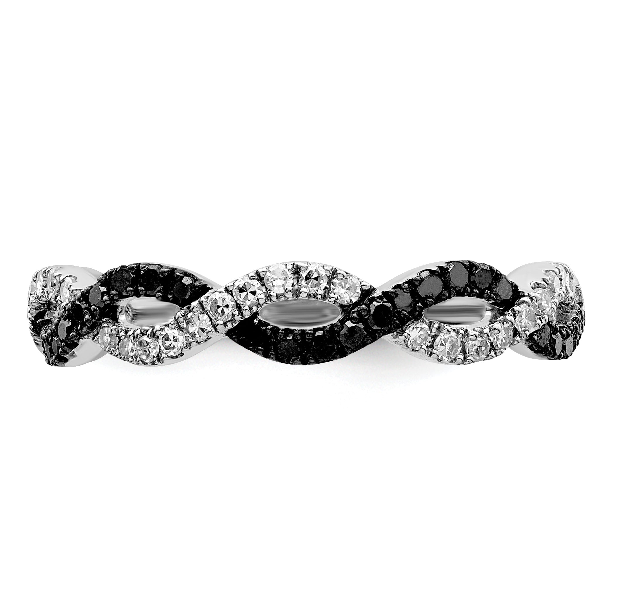 Sterlingsilber Weiß Nacht Rhodiniert Schwarz und Kreuz Diamant Ring
