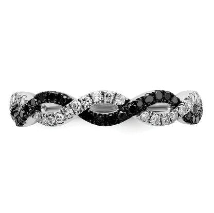 Sterlingsilber Weiß Nacht Rhodiniert Schwarz und Kreuz Diamant Ring