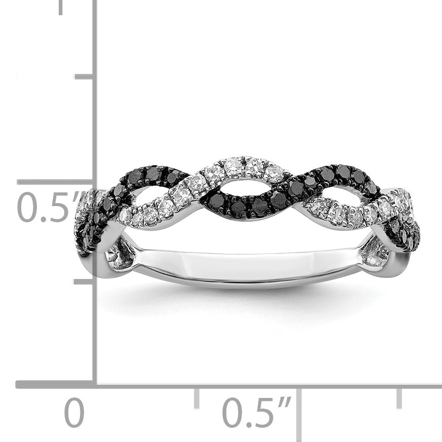 Sterlingsilber Weiß Nacht Rhodiniert Schwarz und Kreuz Diamant Ring