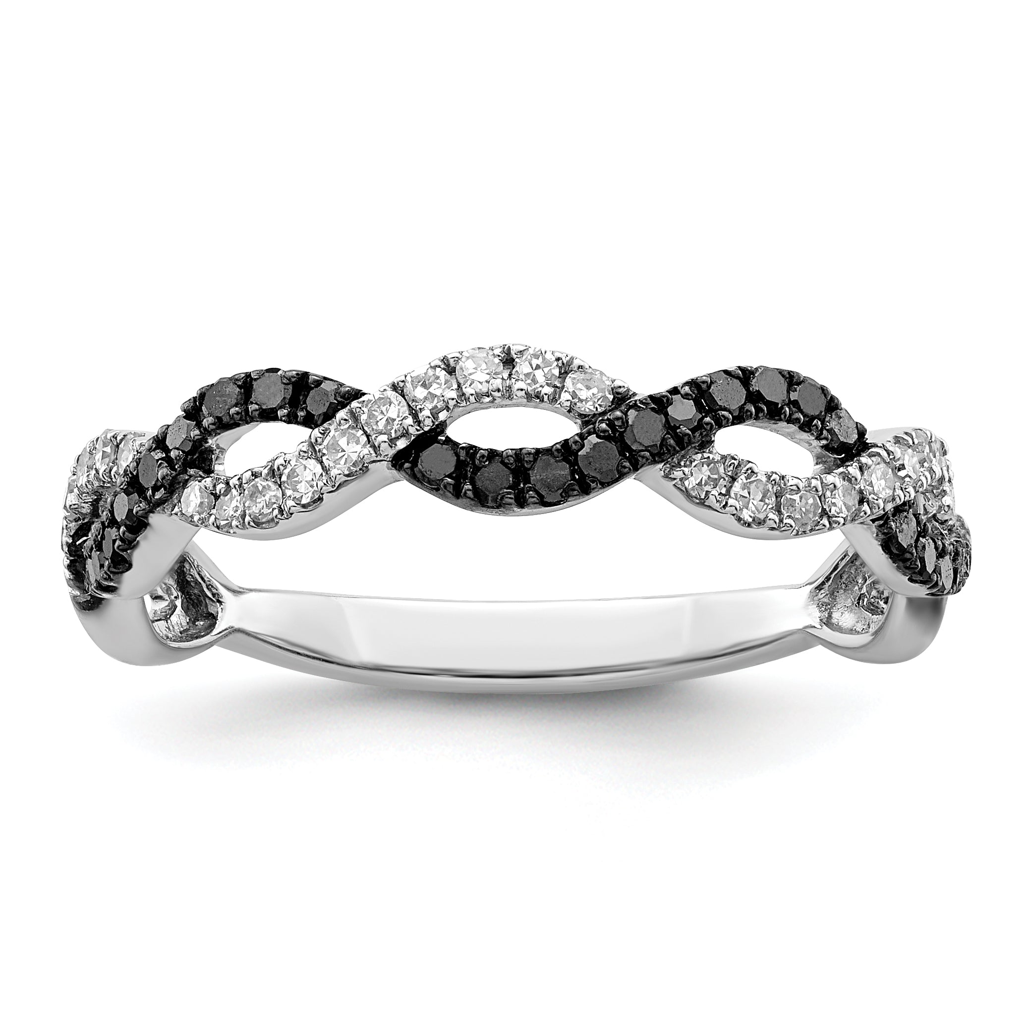 Sterlingsilber Weiß Nacht Rhodiniert Schwarz und Kreuz Diamant Ring