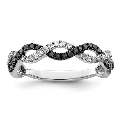 Sterlingsilber Weiß Nacht Rhodiniert Schwarz und Kreuz Diamant Ring
