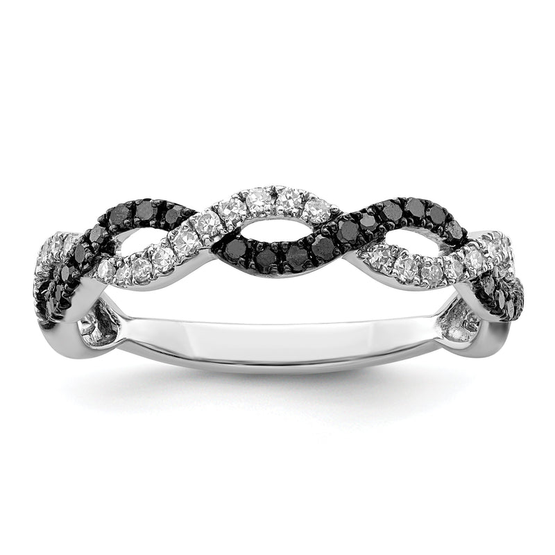 Sterlingsilber Weiß Nacht Rhodiniert Schwarz und Kreuz Diamant Ring