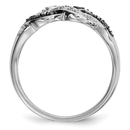 Sterlingsilber Weiß Nacht Rhodiniert Schwarz und Diamant Intertwined Ring
