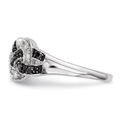 Sterlingsilber Weiß Nacht Rhodiniert Schwarz und Diamant Intertwined Ring