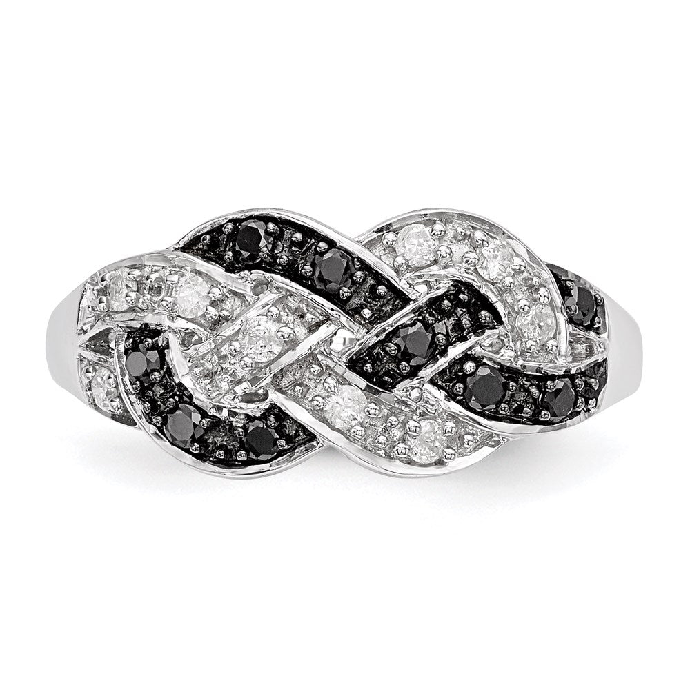 Sterlingsilber Weiß Nacht Rhodiniert Schwarz und Diamant Intertwined Ring