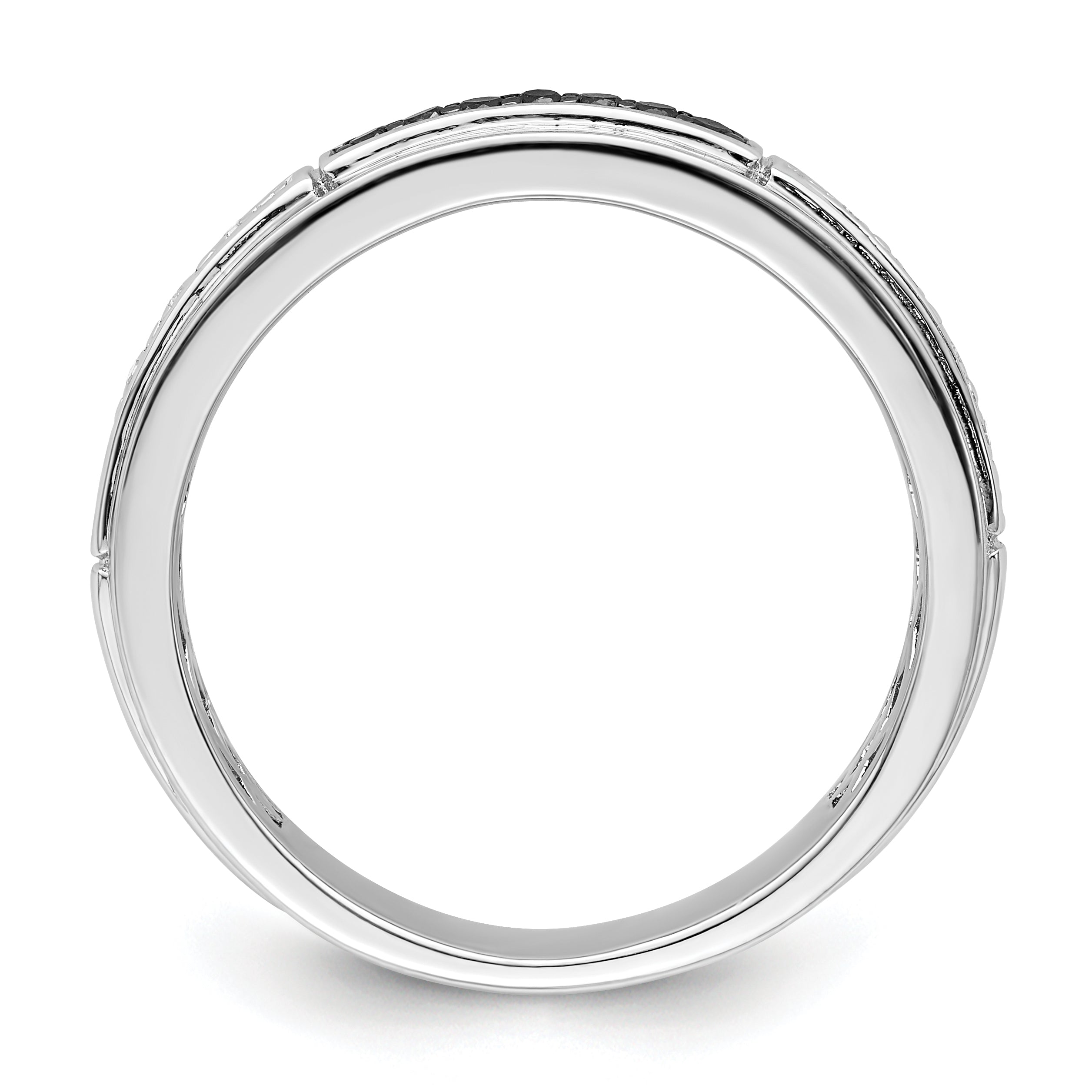 Sterlingsilber Weiß Nacht Rhodiniert und Schwarz Diamant Herren Ring