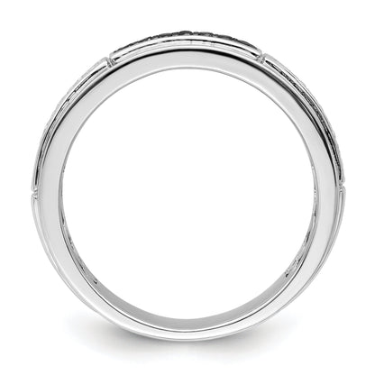 Sterlingsilber Weiß Nacht Rhodiniert und Schwarz Diamant Herren Ring