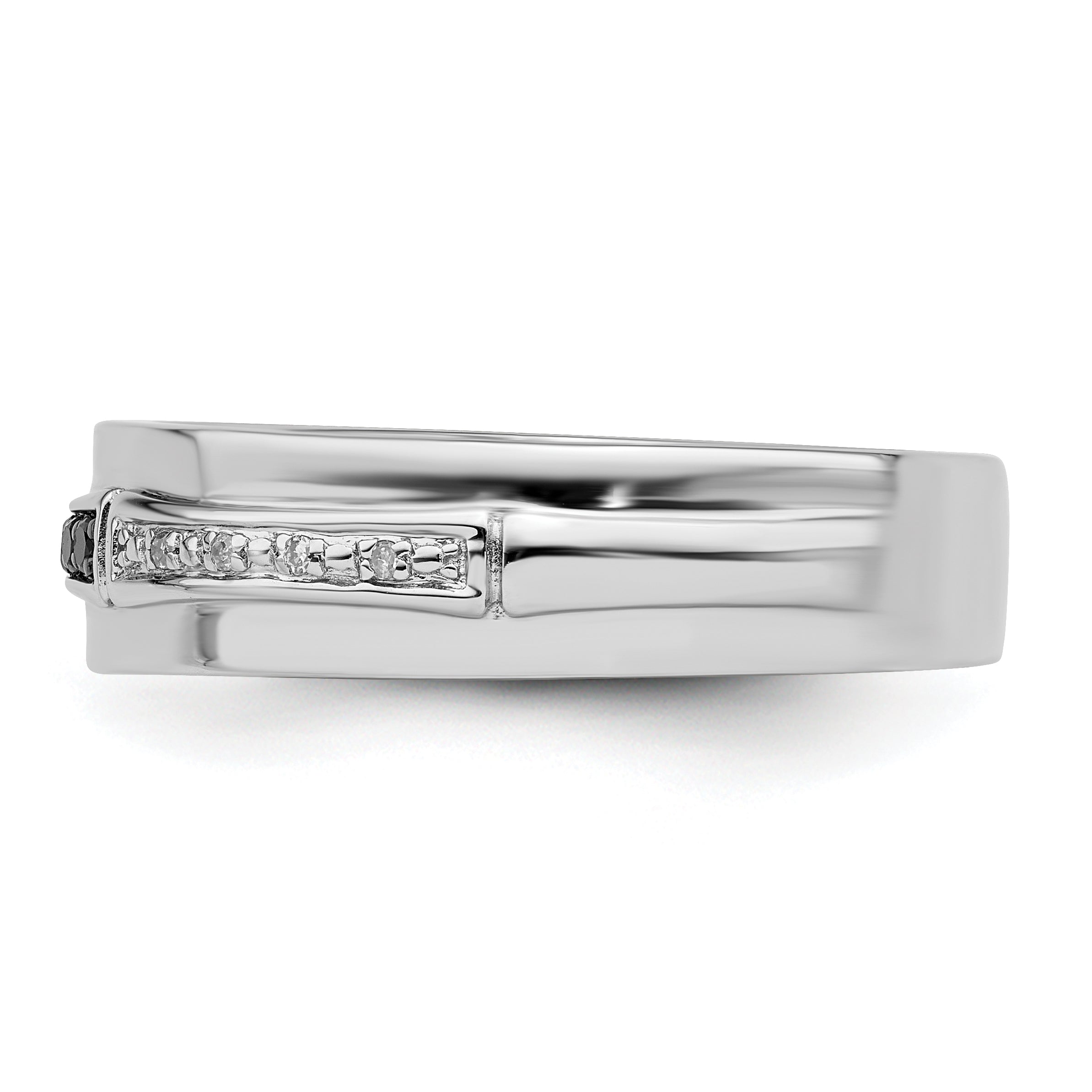 Sterlingsilber Weiß Nacht Rhodiniert und Schwarz Diamant Herren Ring