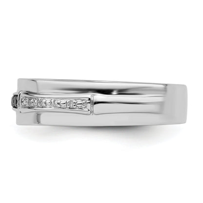 Sterlingsilber Weiß Nacht Rhodiniert und Schwarz Diamant Herren Ring