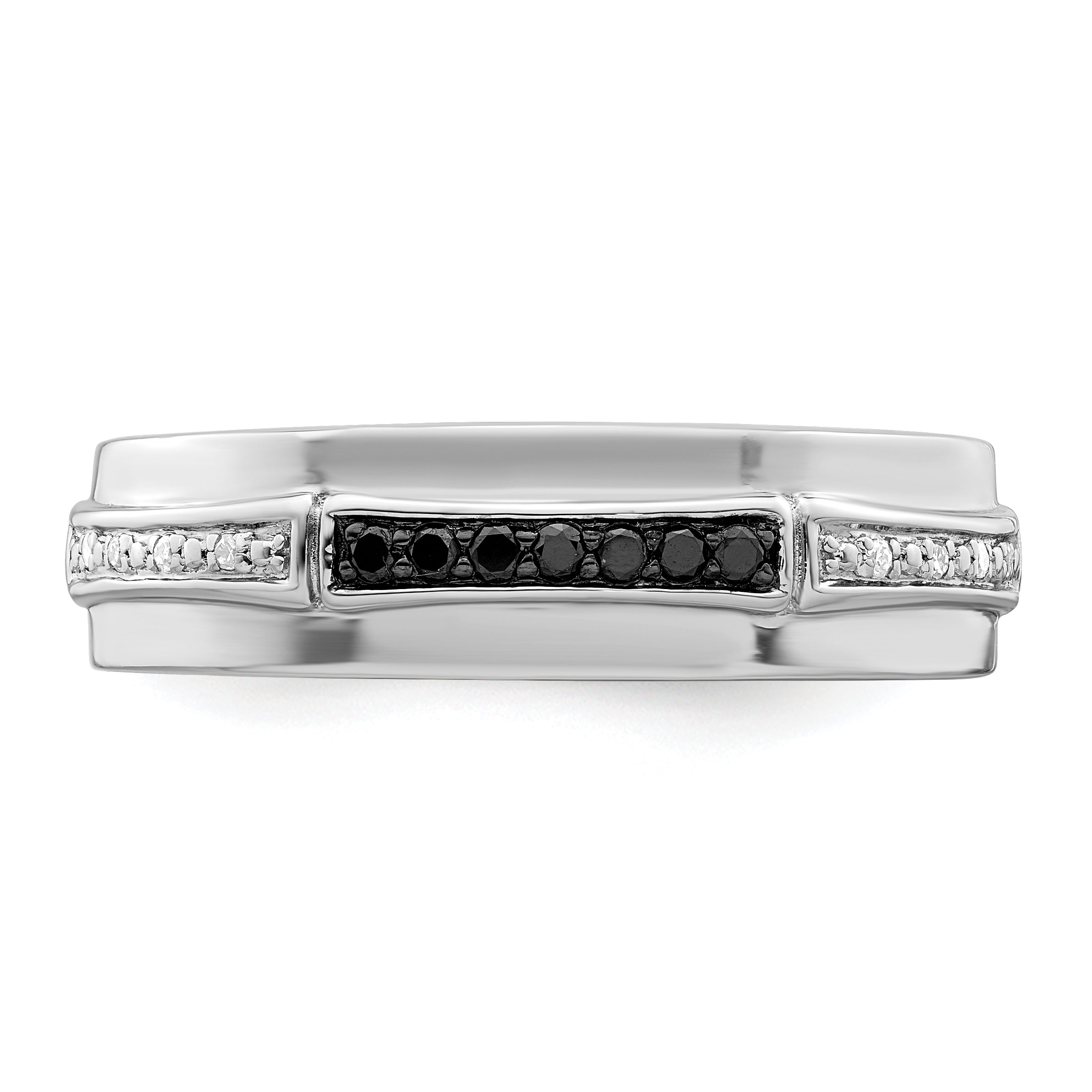 Sterlingsilber Weiß Nacht Rhodiniert und Schwarz Diamant Herren Ring