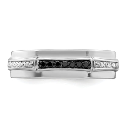 Sterlingsilber Weiß Nacht Rhodiniert und Schwarz Diamant Herren Ring