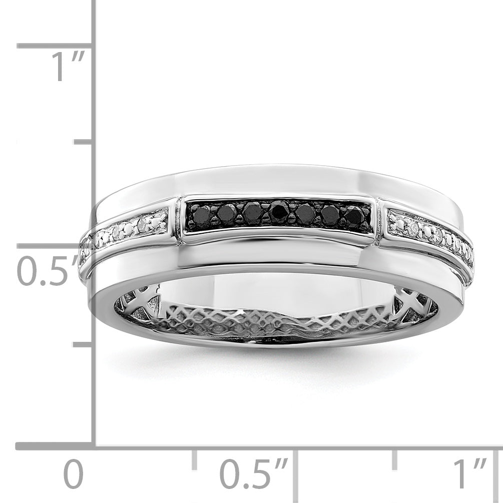 Sterlingsilber Weiß Nacht Rhodiniert und Schwarz Diamant Herren Ring