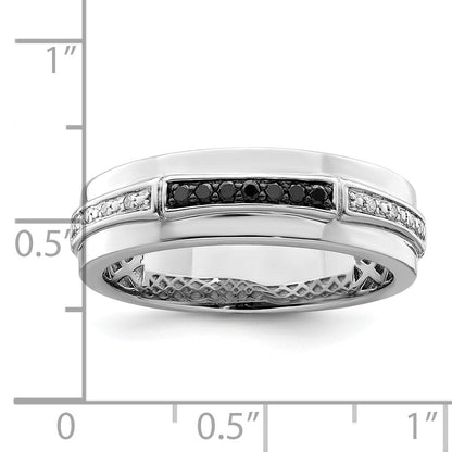 Sterlingsilber Weiß Nacht Rhodiniert und Schwarz Diamant Herren Ring