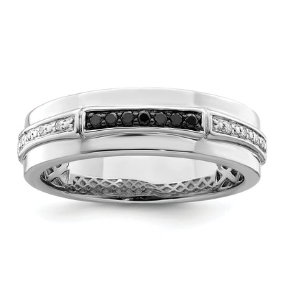 Sterlingsilber Weiß Nacht Rhodiniert und Schwarz Diamant Herren Ring