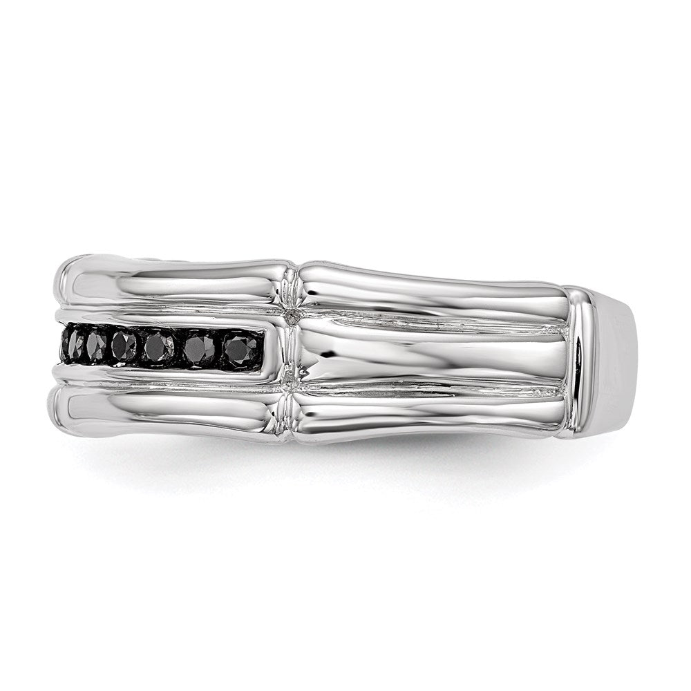 Sterlingsilber Weiß Nacht Rhodiniert Schwarz Diamant Herren Ring
