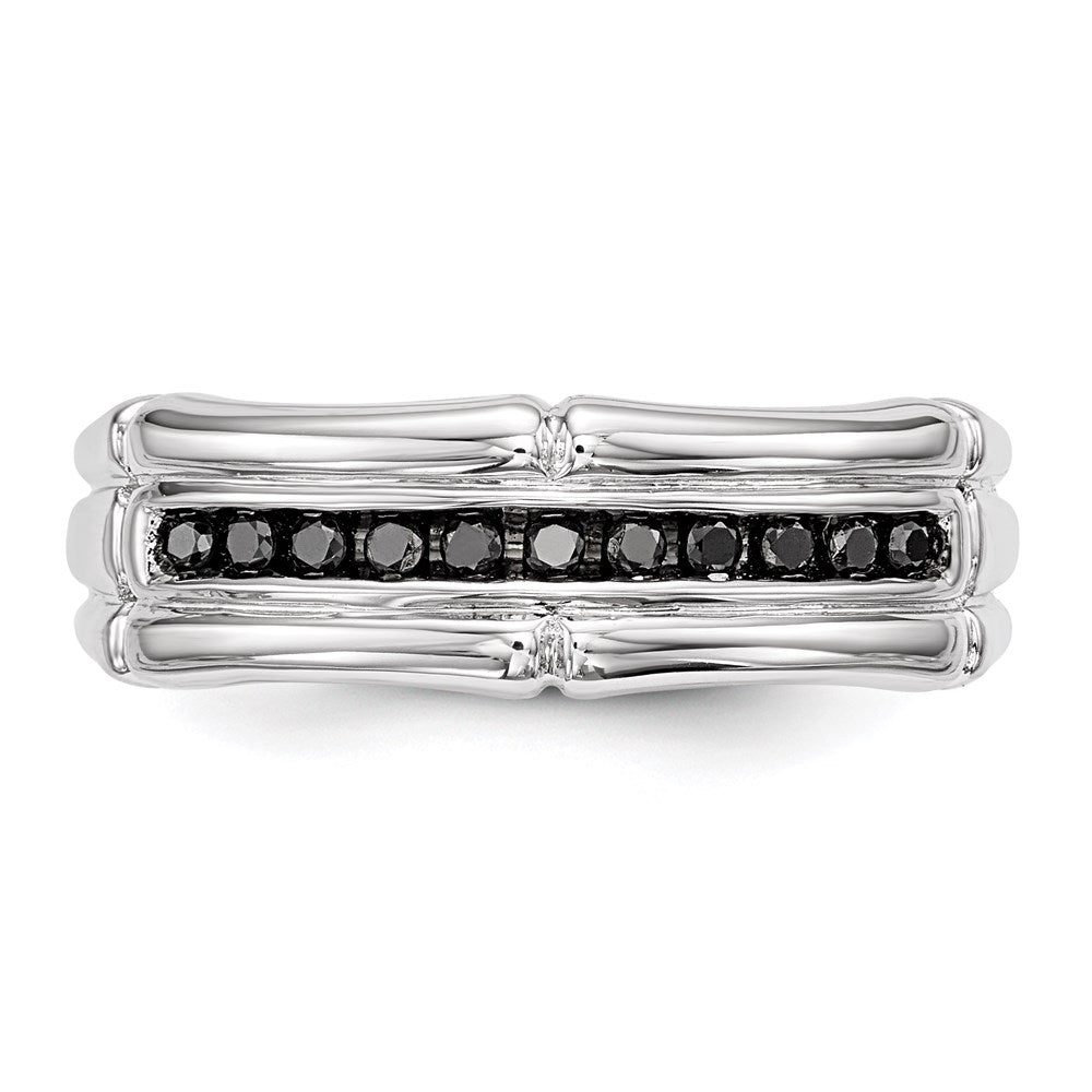 Sterlingsilber Weiß Nacht Rhodiniert Schwarz Diamant Herren Ring