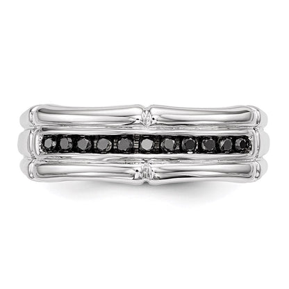 Sterlingsilber Weiß Nacht Rhodiniert Schwarz Diamant Herren Ring