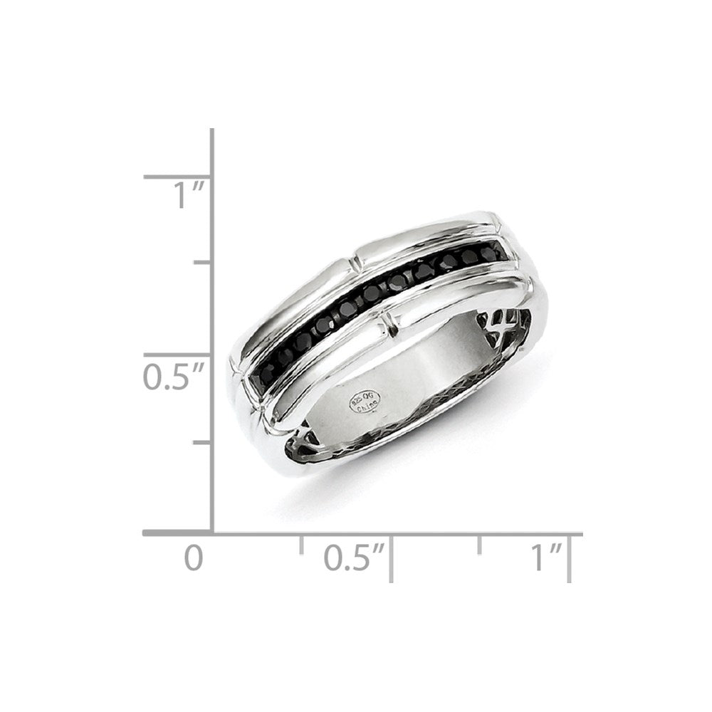 Sterlingsilber Weiß Nacht Rhodiniert Schwarz Diamant Herren Ring