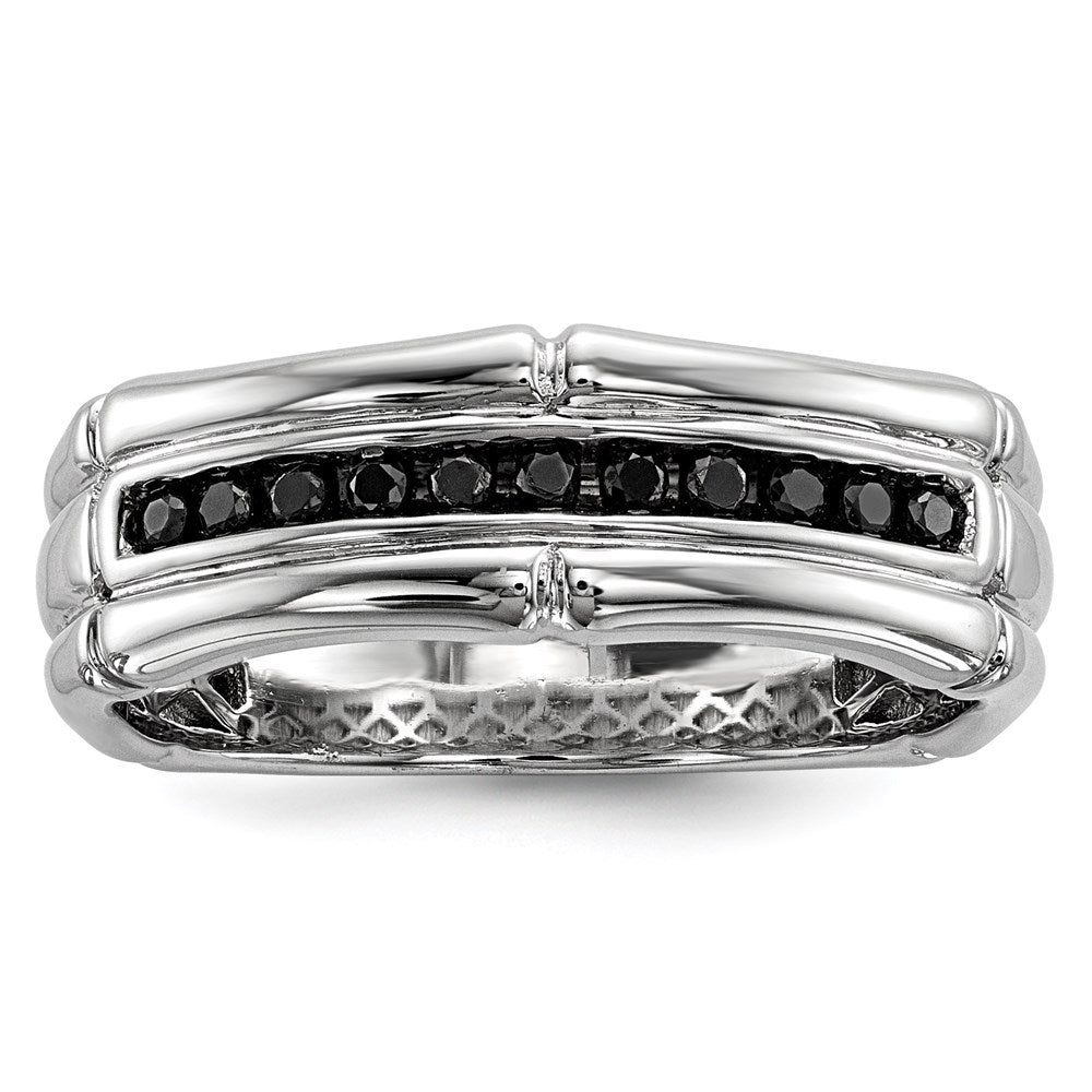 Sterlingsilber Weiß Nacht Rhodiniert Schwarz Diamant Herren Ring