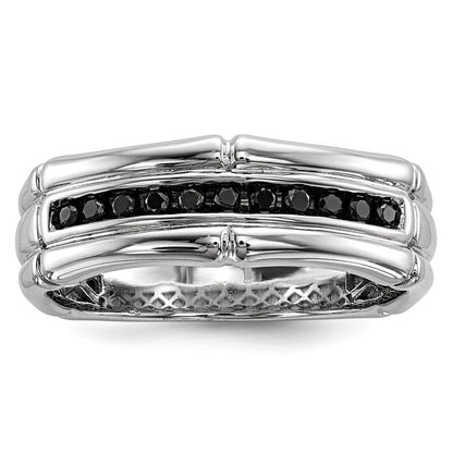 Sterlingsilber Weiß Nacht Rhodiniert Schwarz Diamant Herren Ring