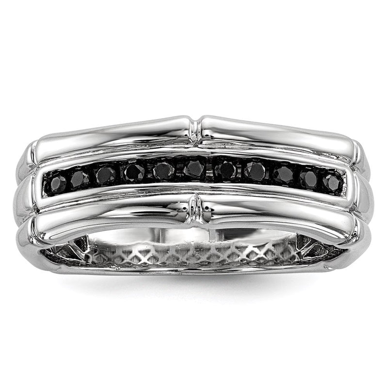 Sterlingsilber Weiß Nacht Rhodiniert Schwarz Diamant Herren Ring
