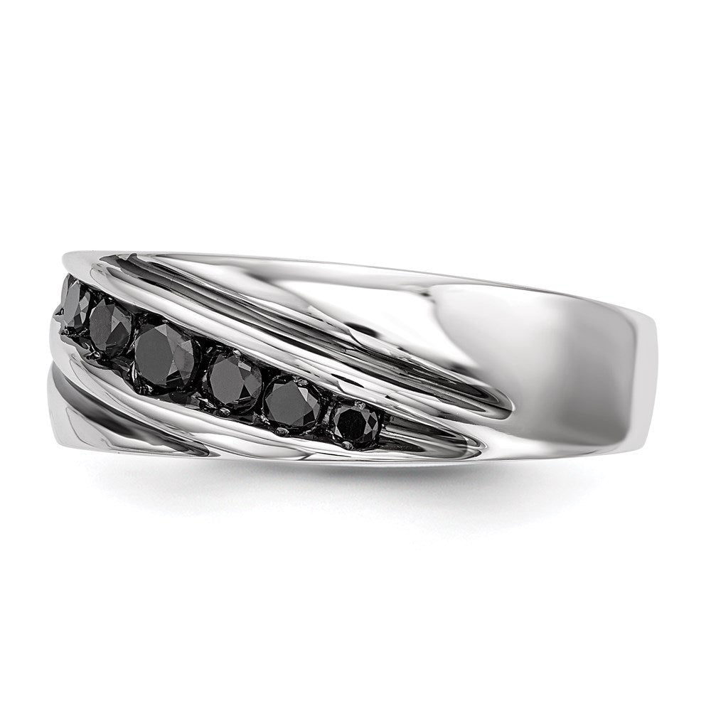 Sterlingsilber Weiß Nacht Rhodiniert Schwarz Diamant Herren Ring