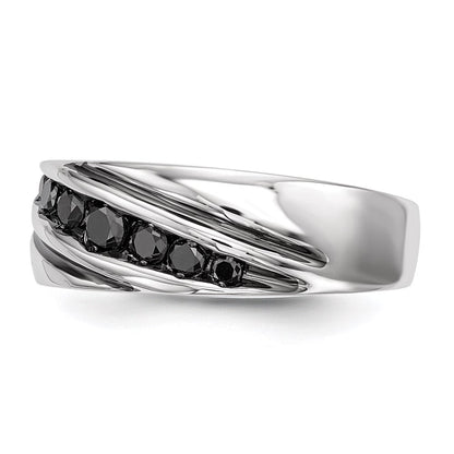 Sterlingsilber Weiß Nacht Rhodiniert Schwarz Diamant Herren Ring