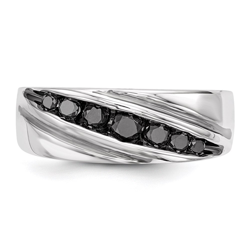 Sterlingsilber Weiß Nacht Rhodiniert Schwarz Diamant Herren Ring