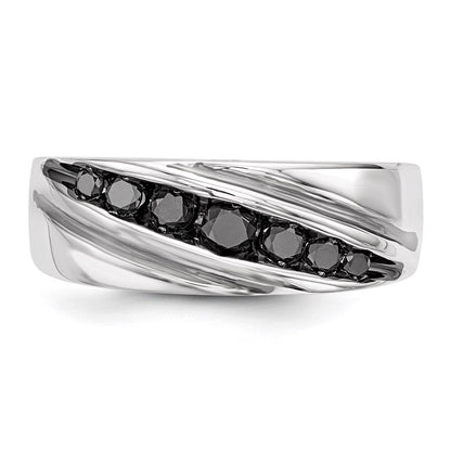 Sterlingsilber Weiß Nacht Rhodiniert Schwarz Diamant Herren Ring