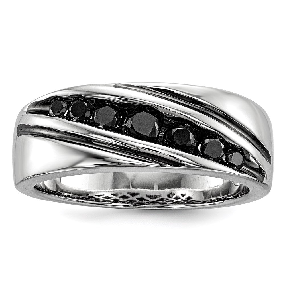 Sterlingsilber Weiß Nacht Rhodiniert Schwarz Diamant Herren Ring