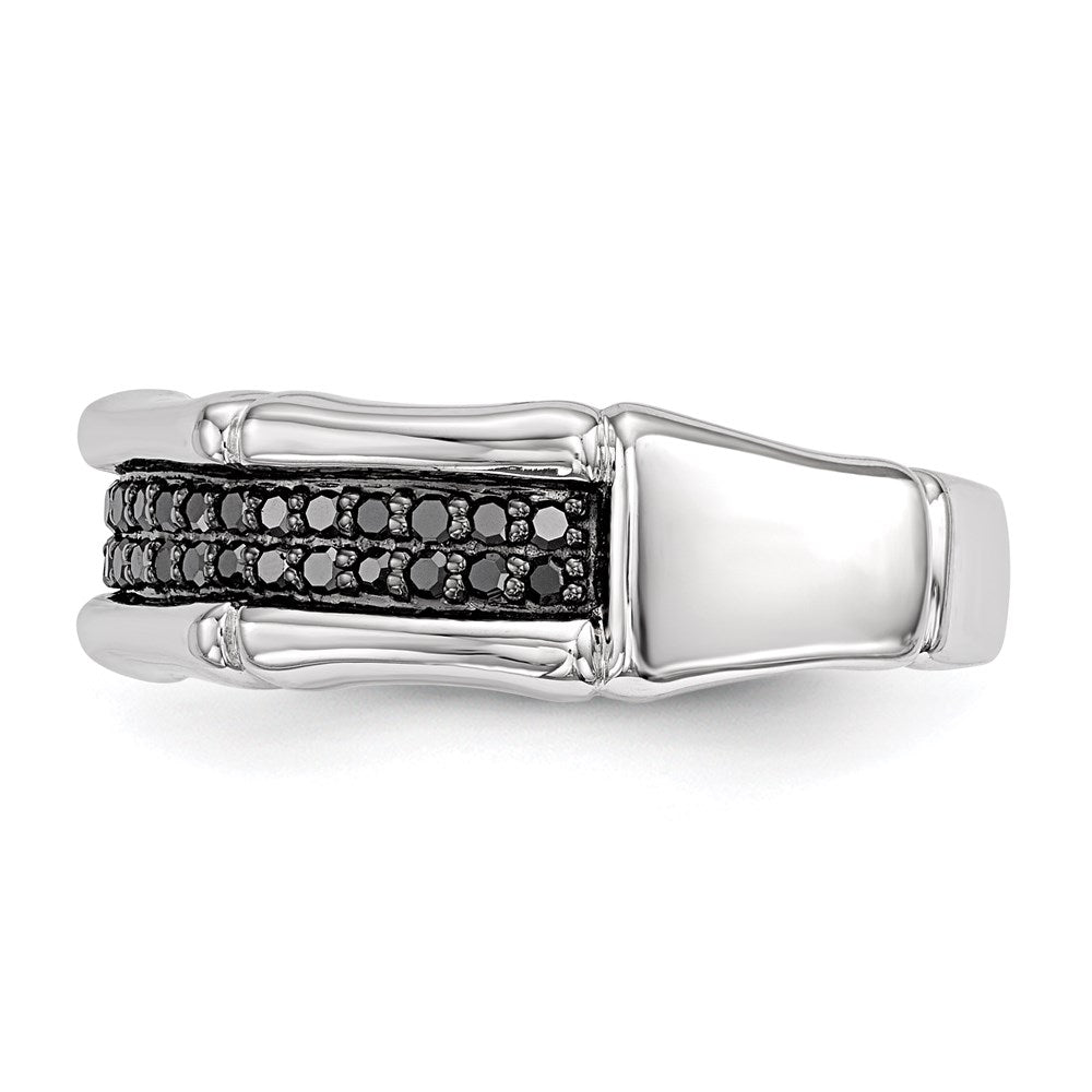 Sterlingsilber Weiß Nacht Rhodiniert Schwarz Diamant Herren Ring