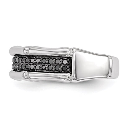 Sterlingsilber Weiß Nacht Rhodiniert Schwarz Diamant Herren Ring