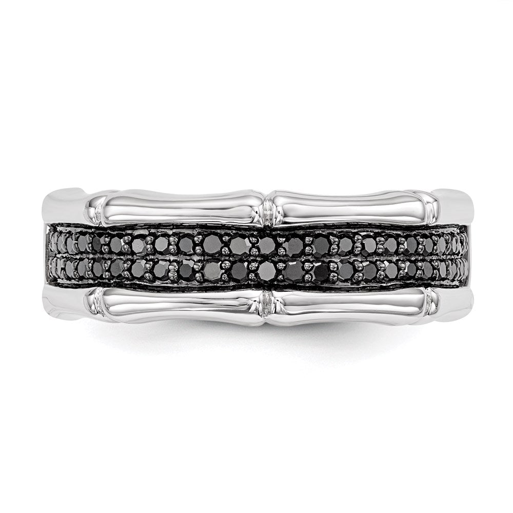 Sterlingsilber Weiß Nacht Rhodiniert Schwarz Diamant Herren Ring