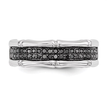 Sterlingsilber Weiß Nacht Rhodiniert Schwarz Diamant Herren Ring
