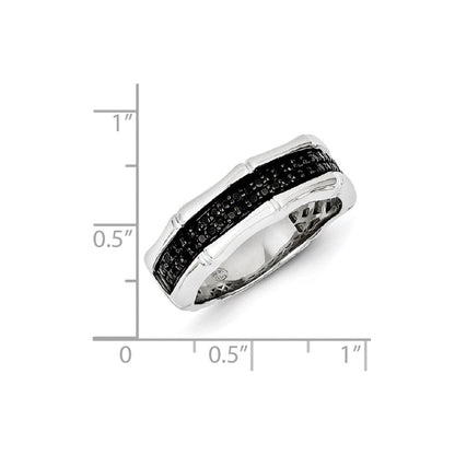 Sterlingsilber Weiß Nacht Rhodiniert Schwarz Diamant Herren Ring