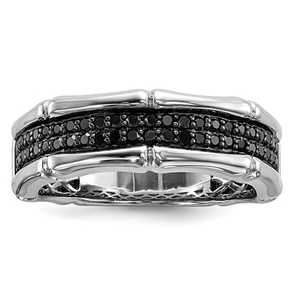 Sterlingsilber Weiß Nacht Rhodiniert Schwarz Diamant Herren Ring