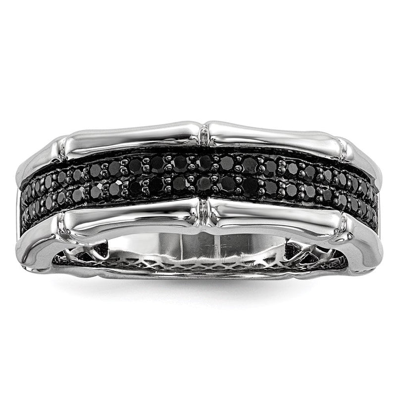Sterlingsilber Weiß Nacht Rhodiniert Schwarz Diamant Herren Ring
