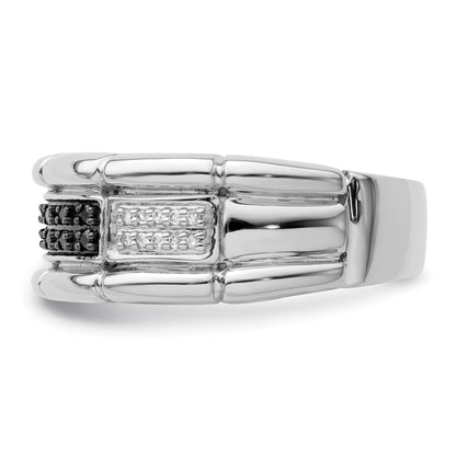 Sterlingsilber Weiß Nacht Rhodiniert und Schwarz Diamant Herren Ring